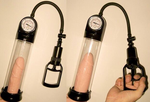 The vacuum pump is in action - the process of penis enlargement